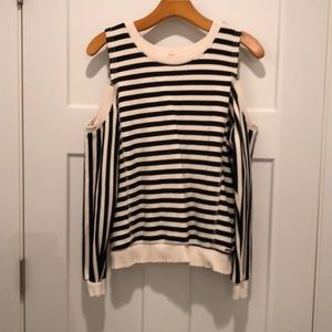 Philanthropy striped cold shoulder sweatshirt
